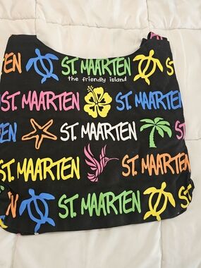 St. Maarten Graphic Crossbody Bag in Black with Multicolor Print